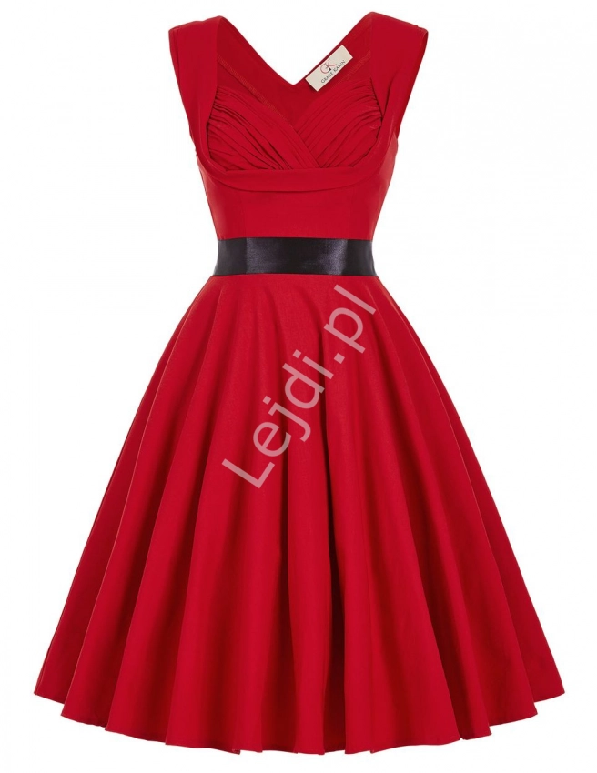 Bawełniana elegancka sukienka czerwona | pin-up 8948